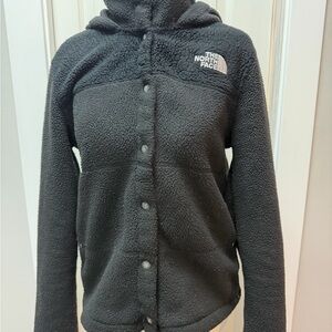 The North Face Black Sherpa Hooded Snap Jacket